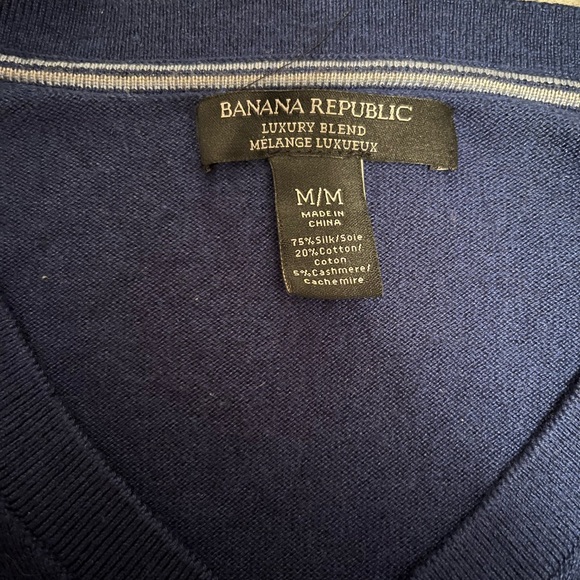 Banana Republic - Luxury Blend Blue V-Neck Sweater - Picture 6 of 8